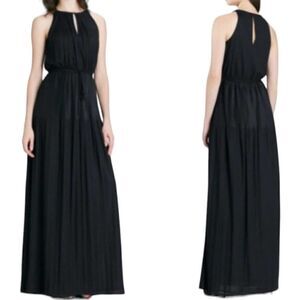 Shoshanna black keyhole Accordian pleat tie waist maxi dress size medium